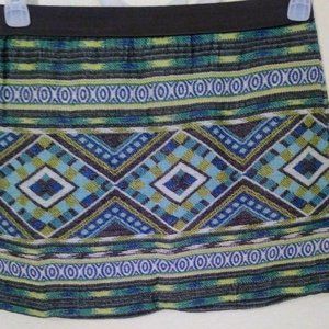American Eagle Outfitters Tribal Print Cotton Mini Skirt Woven Aztec Size 0